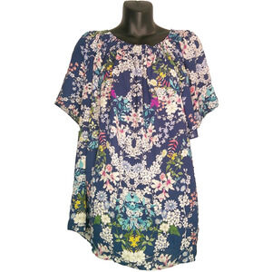 Violet + Claire Blue Floral Off the Shoulder Short Sleeve Blouse Women's 3X